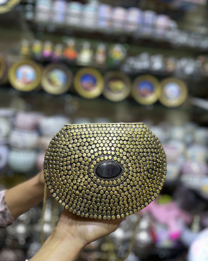 Black and yellow metal purse Bazar Shop Morocco195