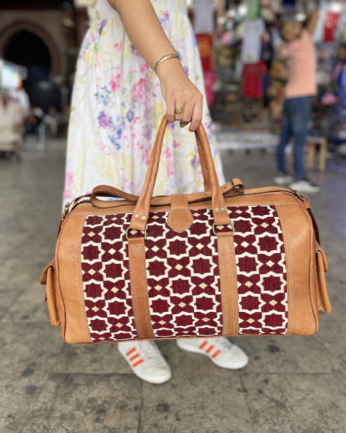 Bazar Shop Morocco - Sac de voyage à effet zellige marocain pour femme et homme