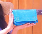 Moroccan Blue Handbag - Dan Leather Bazar Shop Morocco 4 - Sac à main bleu marocain