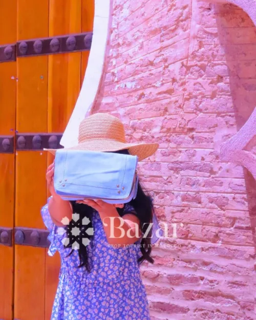 Sac à main bleu ciel marocain - Light Blue Moroccan Handbag
