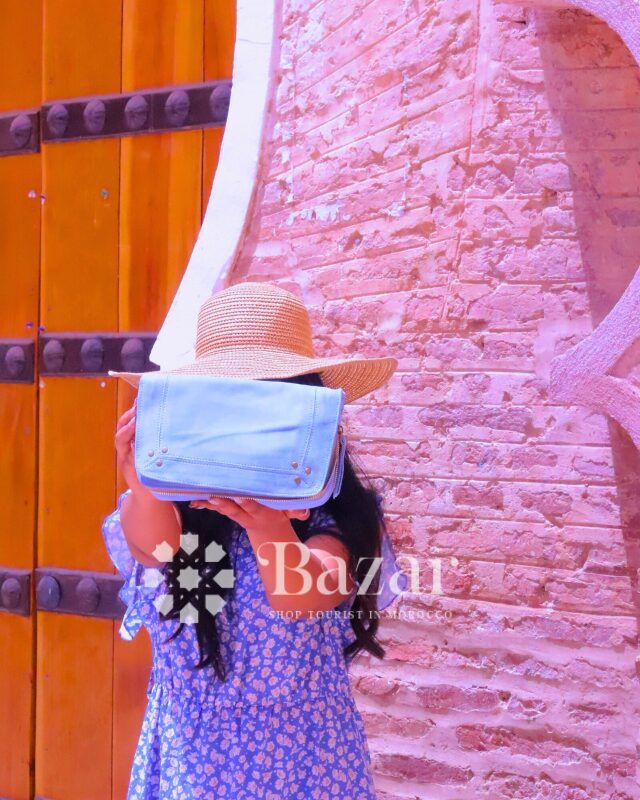 Sac à main bleu ciel marocain - Light Blue Moroccan Handbag